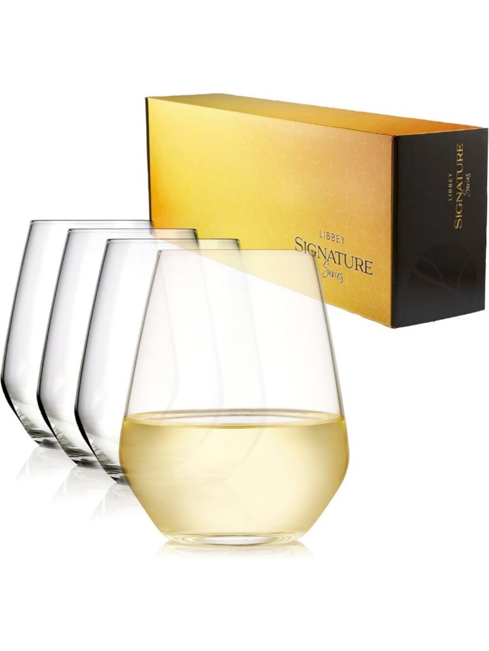 Elegant Stemless Wine Glass Set of 4 - 18 oz, Perfect for Gifts & Entertaining